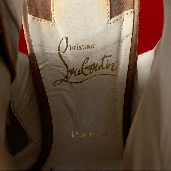 Gently used Christian Louboutin Otoka 120 peep-toe booties with fringe accent - Picture 8 of 8